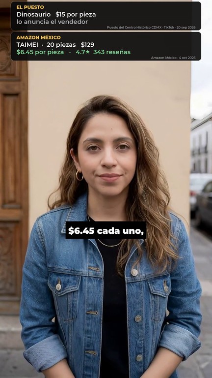 Video del dinosaurio elástico: $15 por pieza en el puesto contra 20 piezas por $129 en Amazon México