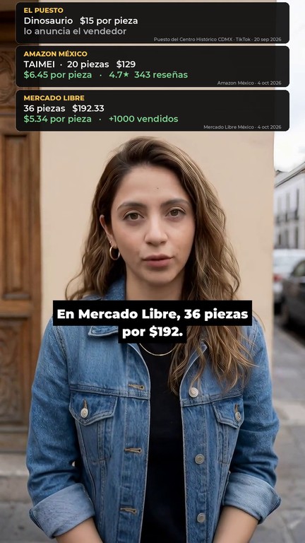 Video del dinosaurio elástico: $15 por pieza en el puesto contra 20 piezas por $129 en Amazon México